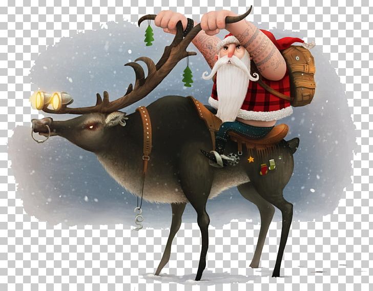 Santa Claus Reindeer Christmas Motorcycle PNG, Clipart, Animals, Antler, Christmas Card, Christmas Decoration, Deer Free PNG Download