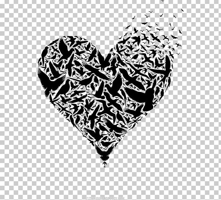 Heart Bird Wall Decal Organ Donation Drawing PNG, Clipart, Art, Bird, Black And White, Decal, Donation Free PNG Download
