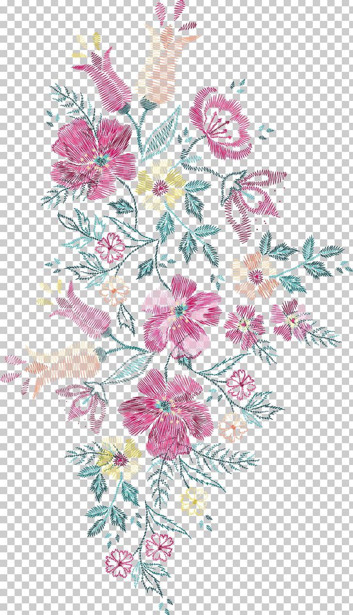 Flower Embroidery Euclidean Floral Design PNG, Clipart, Cartoon, Chinese Style, Creative Arts, Design, Floral Free PNG Download