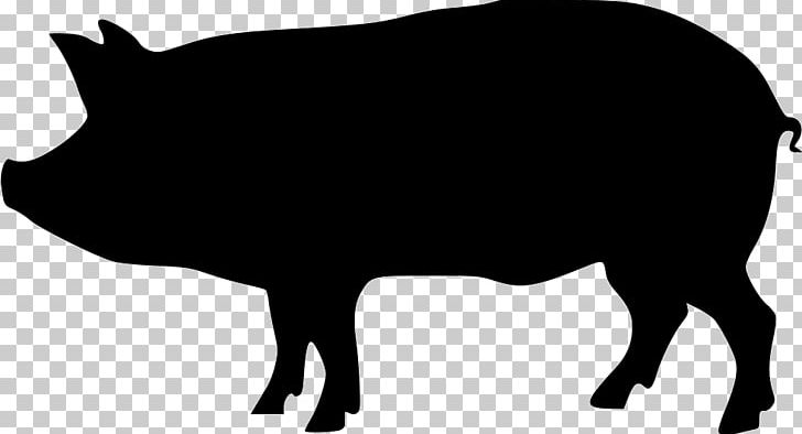 Domestic Pig Silhouette PNG, Clipart, Animals, Black, Black And White, Cattle Like Mammal, Clip Art Free PNG Download