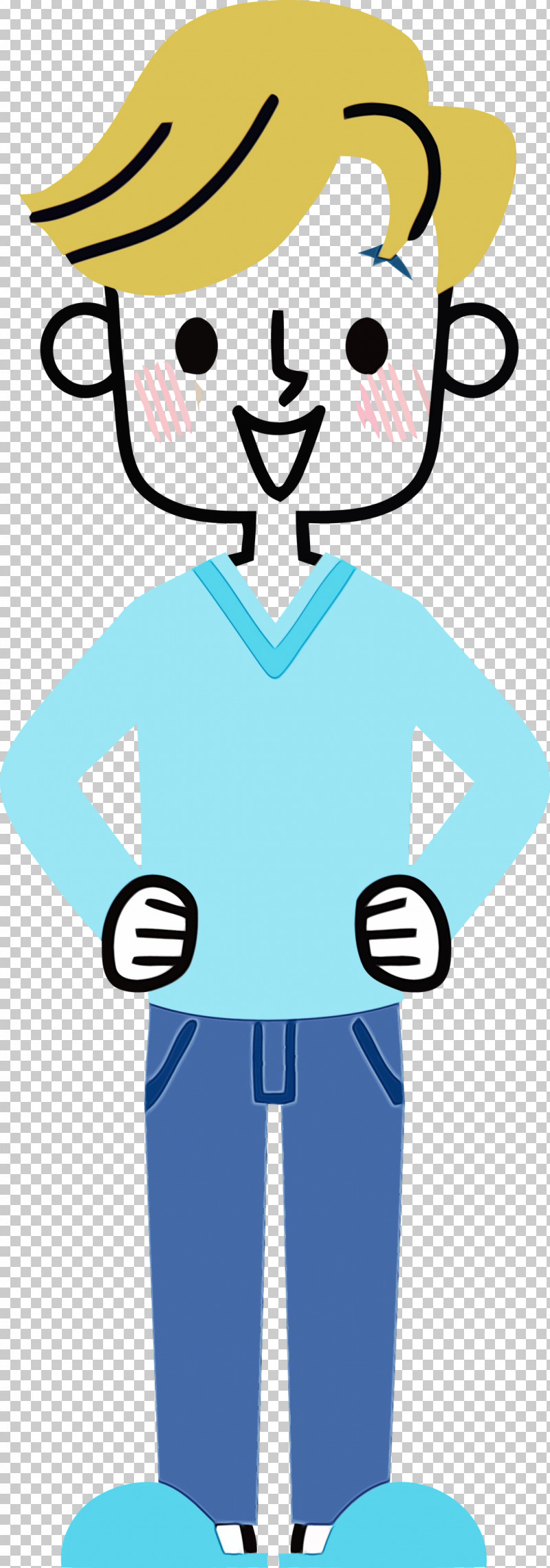 Turquoise Cartoon Male Line Smile PNG, Clipart, Cartoon, Jersey, Line, Male, Paint Free PNG Download