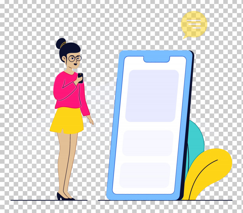 Mobile Phone Accessories Cartoon Mobile Phone Yellow Meter PNG, Clipart, Cartoon, Ebusiness, Girl, Happiness, Line Free PNG Download