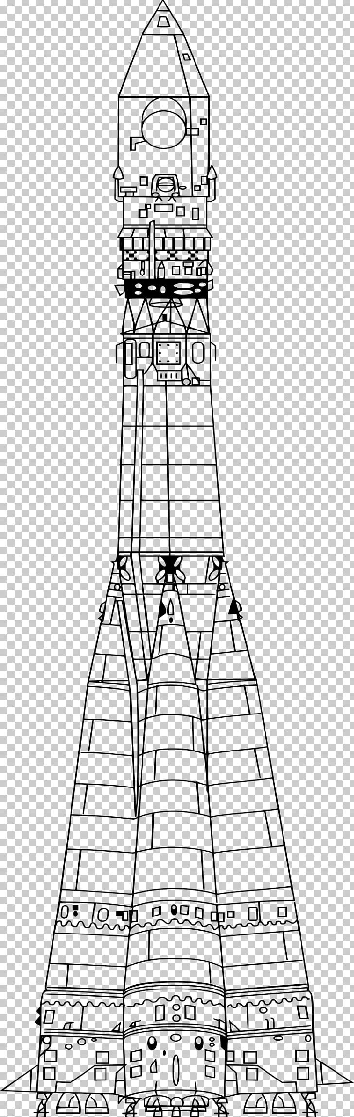 Rocket Vostok Chemical Automatics Design Bureau R-7 Semyorka Drawing PNG, Clipart, Angle, Area, Artwork, Black And White, Chemical Automatics Design Bureau Free PNG Download