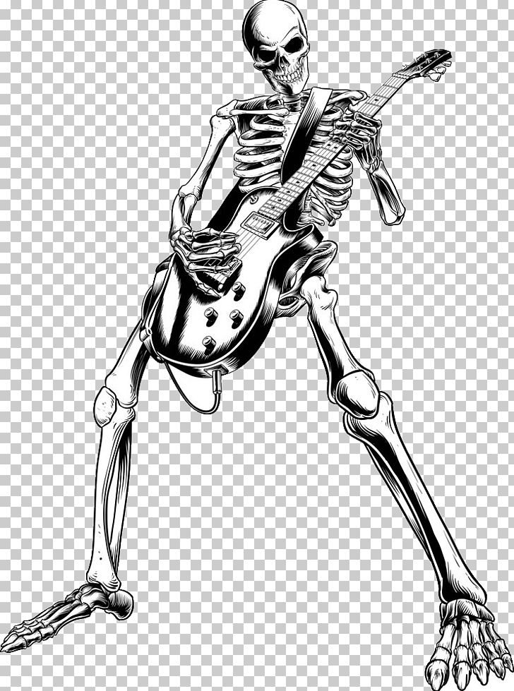 Skeleton Skull Rock Music Rock And Roll PNG, Clipart, Arm, Art, Black And White, Dancer, Fictional Character Free PNG Download