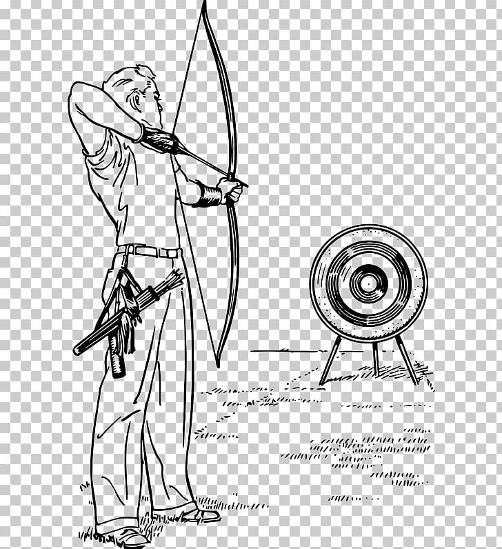 Bow And Arrow Target Archery Drawing Hunting PNG, Clipart, Angle, Archer, Archery, Arm, Black And White Free PNG Download