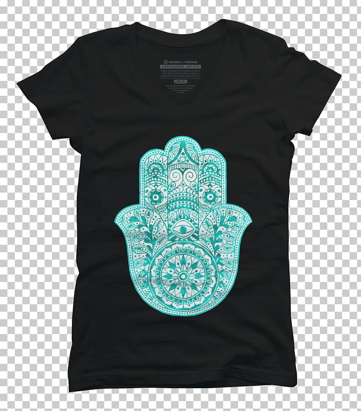 T-shirt Hamsa Neckline Unisex PNG, Clipart, Aqua, Brand, Clothing, Crew Neck, Design By Humans Free PNG Download