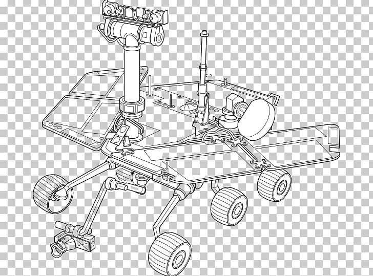 Mars Exploration Rover Mars Rover NASA PNG, Clipart, Angle, Auto Part, Black And White, Curiosity, Drawing Free PNG Download