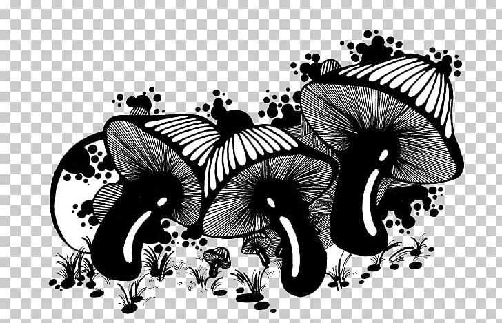 Black And White Mushroom PNG, Clipart, Art, Background Black, Black, Black Hair, Black White Free PNG Download
