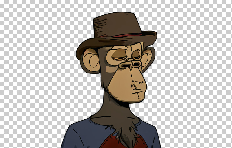 Cartoon - Monkey Character With Hat And Serious Expression PNG