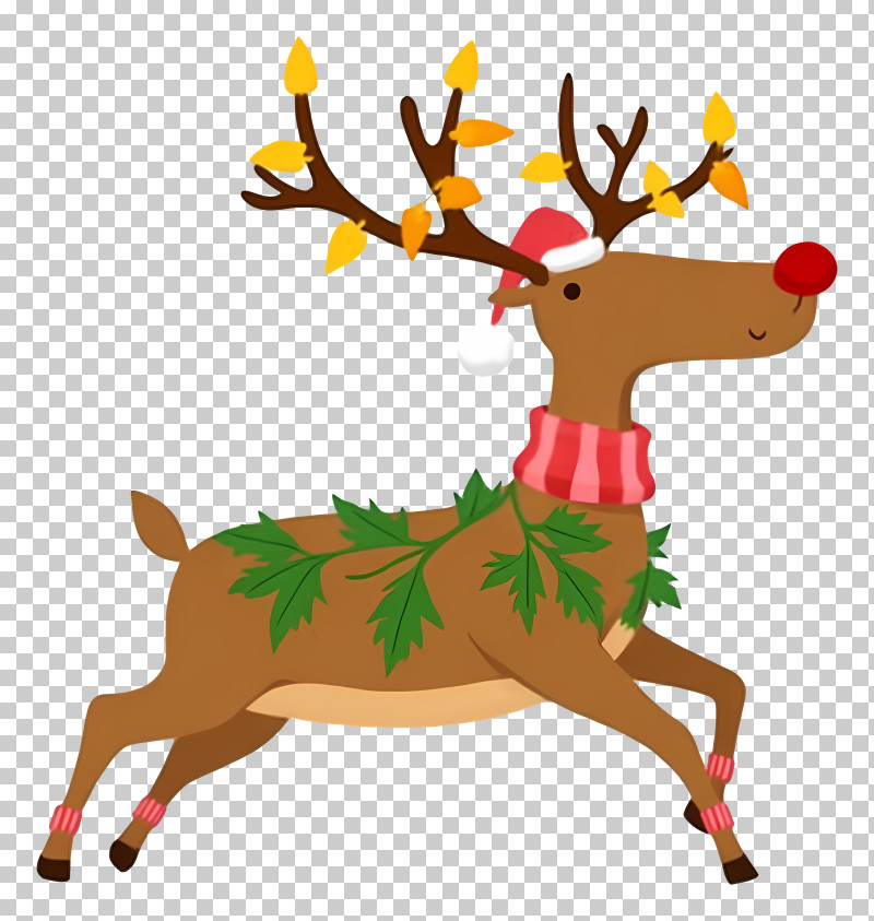 Christmas Deer - Festive Christmas Reindeer With Scarf PNG