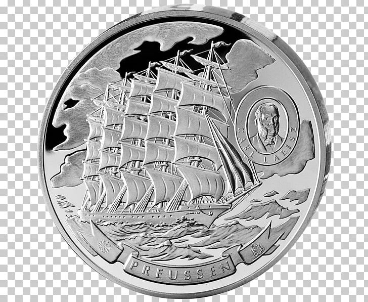 Coin Silver Cook Islands Tall Ship PNG, Clipart, Black And White, Circle, Coin, Cook Islands, Currency Free PNG Download