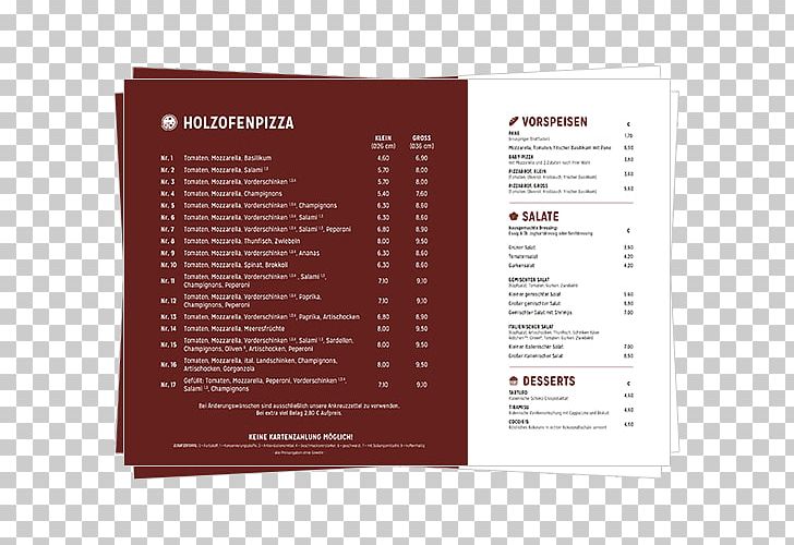 Menu Neapolitan Pizza Hansls Holzofenpizzeria Restaurant PNG, Clipart, Ahlen, Animals, Bayreuth, Brand, Brochure Free PNG Download