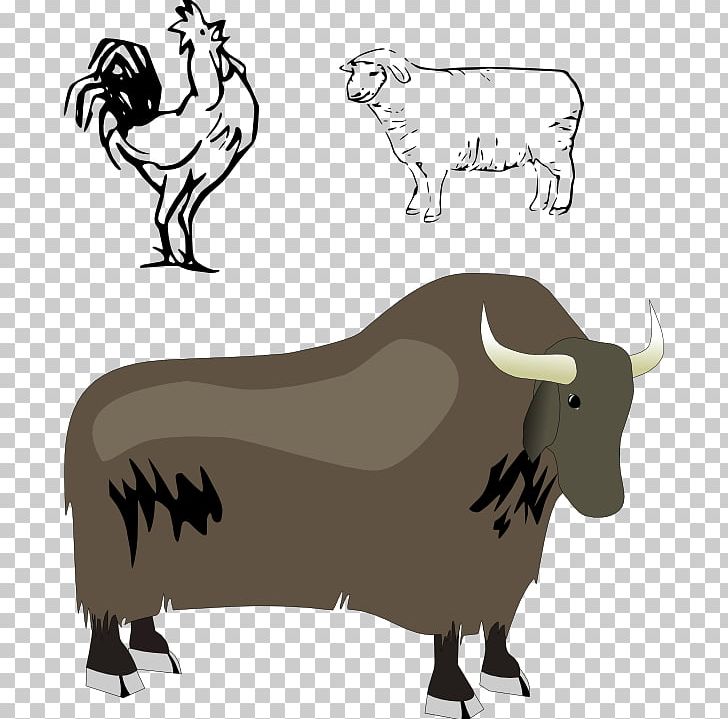 Domestic Yak Bison PNG, Clipart, Animals, Animation, Bison, Black And White, Bull Free PNG Download