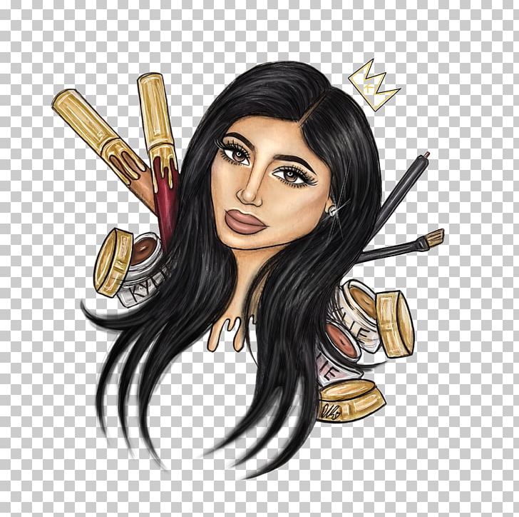 Kylie Jenner Drawing Cosmetics Art PNG, Clipart, Art, Black Hair, Brown Hair, Caricature, Cartoon Free PNG Download