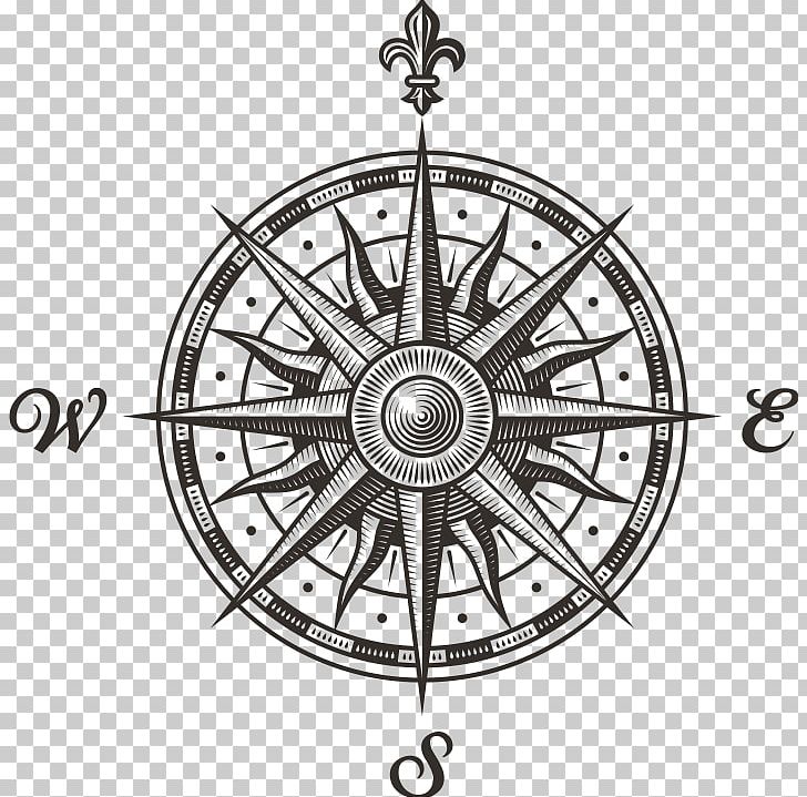 Compass Rose Stock Photography PNG, Clipart, Auto Part, Bicycle Part, Bicycle Wheel, Black And White, Circle Free PNG Download