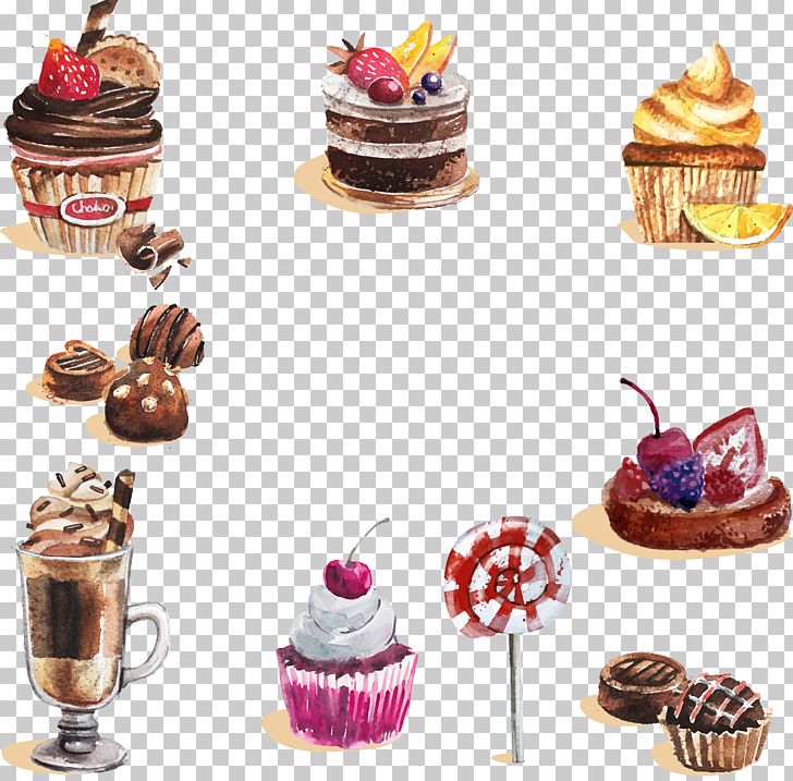 Watercolor Painting Dessert Cupcake Candy PNG, Clipart, Baking, Buttercream, Cake, Cake Decorating, Chocolate Free PNG Download