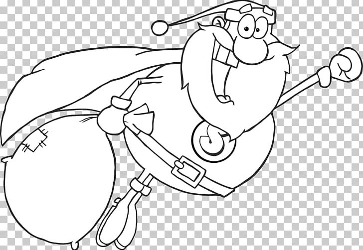 Santa Claus Christmas Drawing PNG, Clipart, Angle, Arm, Black, Black And White, Cartoon Free PNG Download