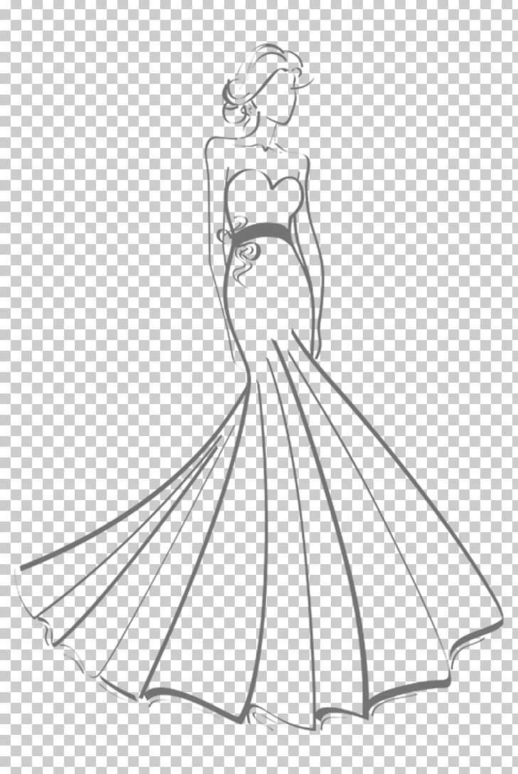 Gown Wedding Dress Drawing Sketch PNG, Clipart, Arm, Artwork, Beauty, Black And White, Bride Free PNG Download