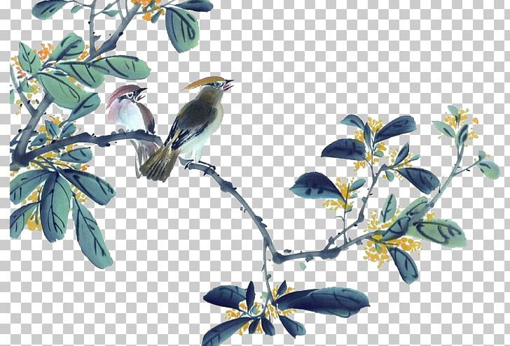 Chinese Painting Ink Wash Painting Gongbi Watercolor Painting PNG, Clipart, Animals, Birdandflower Painting, Bird Cage, Birds, Branch Free PNG Download