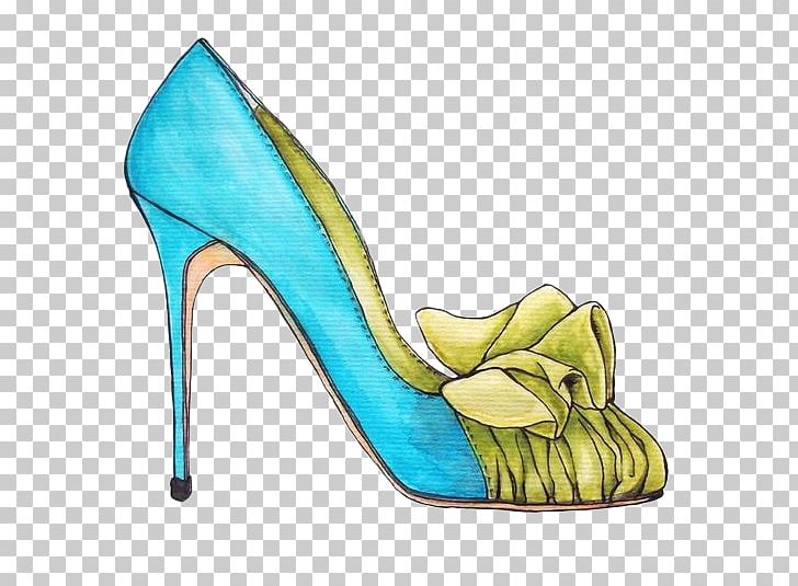 Shoe High-heeled Footwear Drawing Illustration PNG, Clipart, Accessories, Aqua, Blue, Blue Background, Blue Flower Free PNG Download