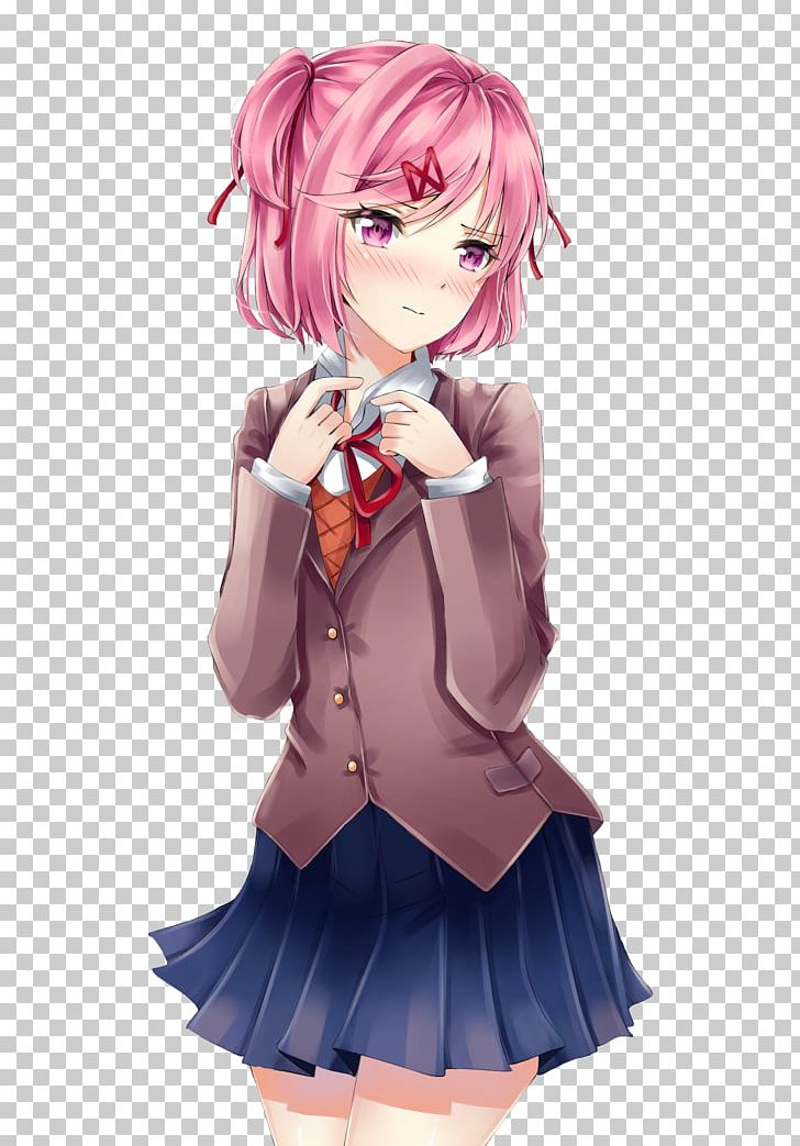 Doki Doki Literature Club! Team Salvato Video Game PNG, Clipart, Anime, Artwork, Black Hair, Brown Hair, Cg Artwork Free PNG Download