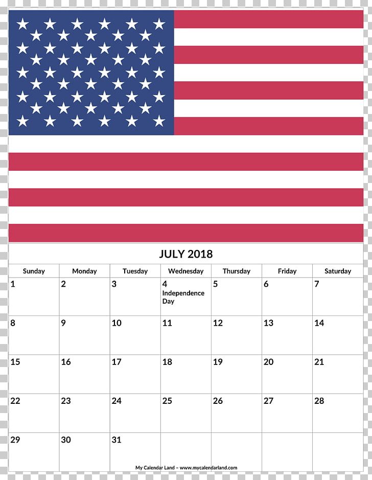 Flag Of The United States Independence Day Graphics PNG, Clipart, 2018 Monthly Calendar, Area, Banner, Calendar, Decal Free PNG Download