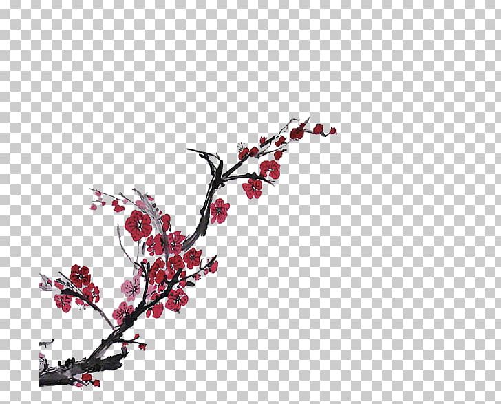 Ink Wash Painting Chinese Painting Chinoiserie PNG, Clipart, Birdandflower Painting, Blossom, Branch, Cherry, Cherry Blossom Free PNG Download