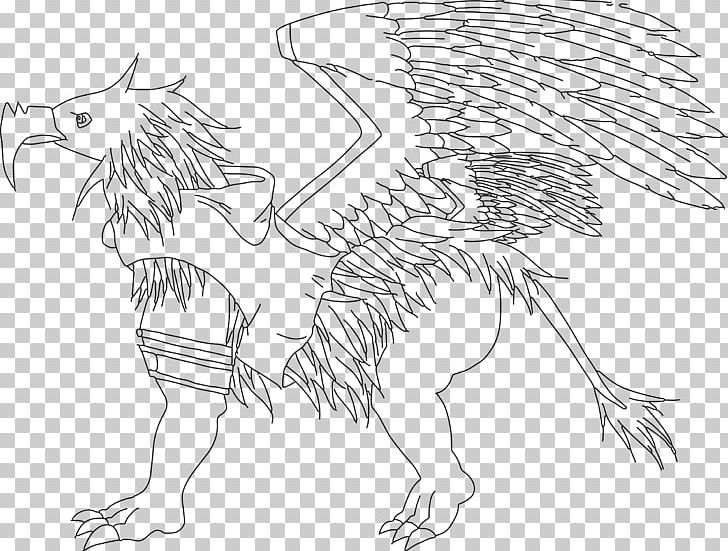 Line Art Lion Griffin PNG, Clipart, Artwork, Beak, Black And White, Download, Drawing Free PNG Download