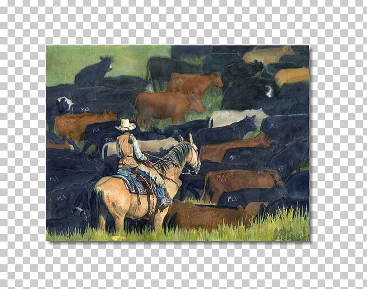 Watercolor Painting Oil Paint Cattle PNG, Clipart, Art, Cattle, Cattle Like Mammal, Cowboy, Ecosystem Free PNG Download