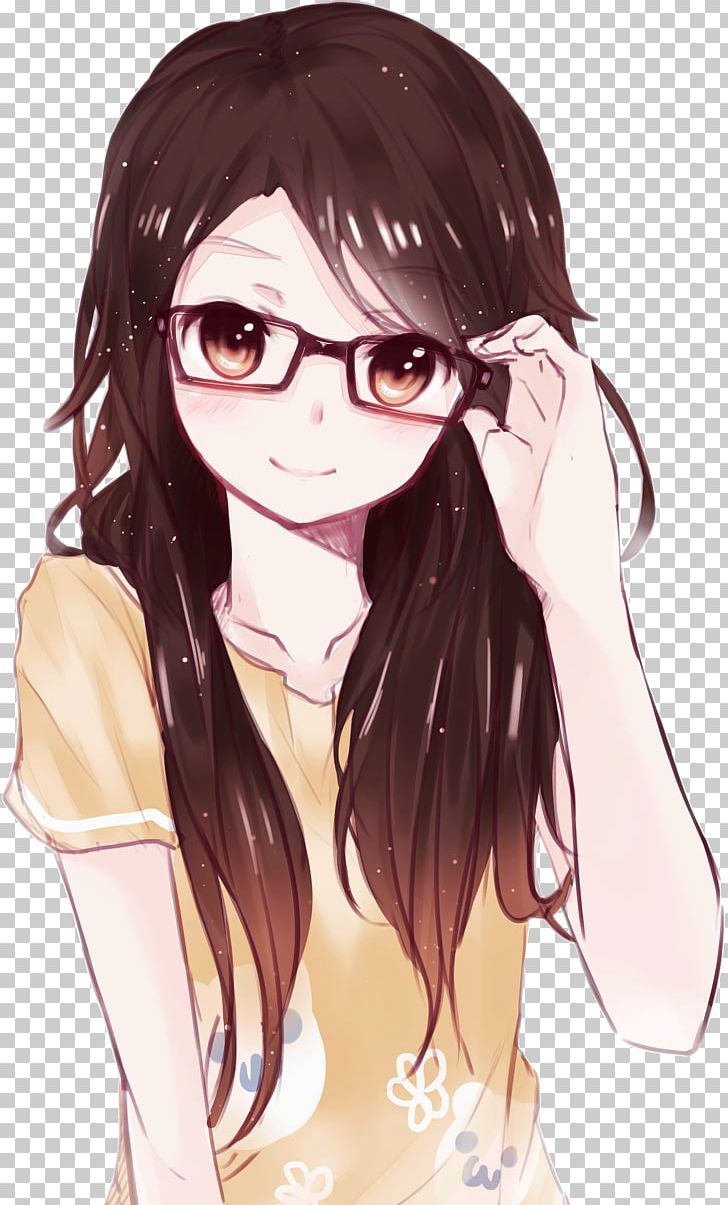 Nerd Anime Drawing Manga PNG, Clipart, Anime Girl, Art, Bangs, Black Hair, Brown Hair Free PNG Download
