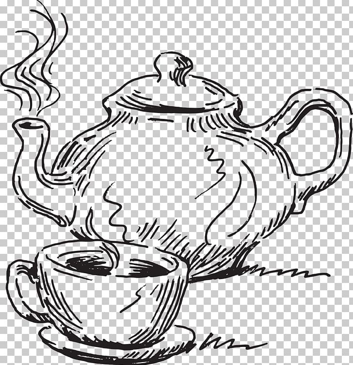 Tea Coffee Cafe Drawing Drink PNG, Clipart, Artwork, Black And White, Cake, Coffee Cup, Cup Free PNG Download