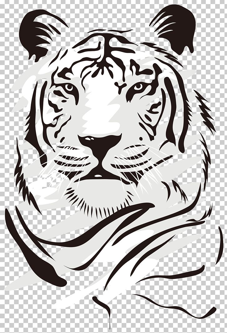 Tiger Euclidean PNG, Clipart, Animal, Big Cats, Black, Black And White, Carnivoran Free PNG Download
