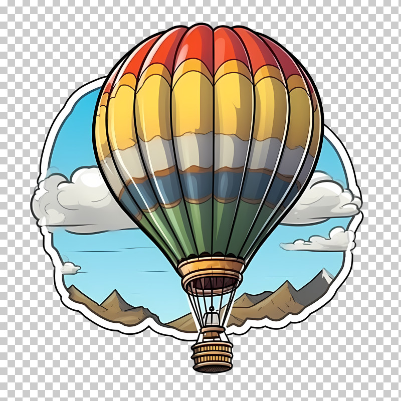 Hot Air Balloon - Vintage Style Hot Air Balloon With Scenic View PNG ...