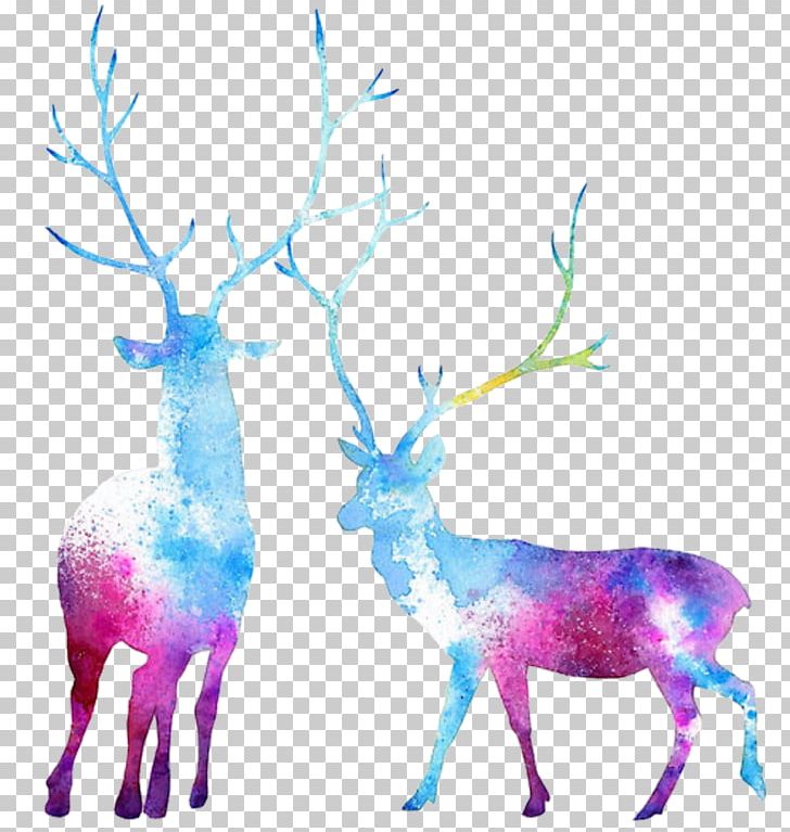 Reindeer Elk Moose Watercolor Painting PNG, Clipart, Animals, Antler, Art, Computer Wallpaper, Deer Free PNG Download