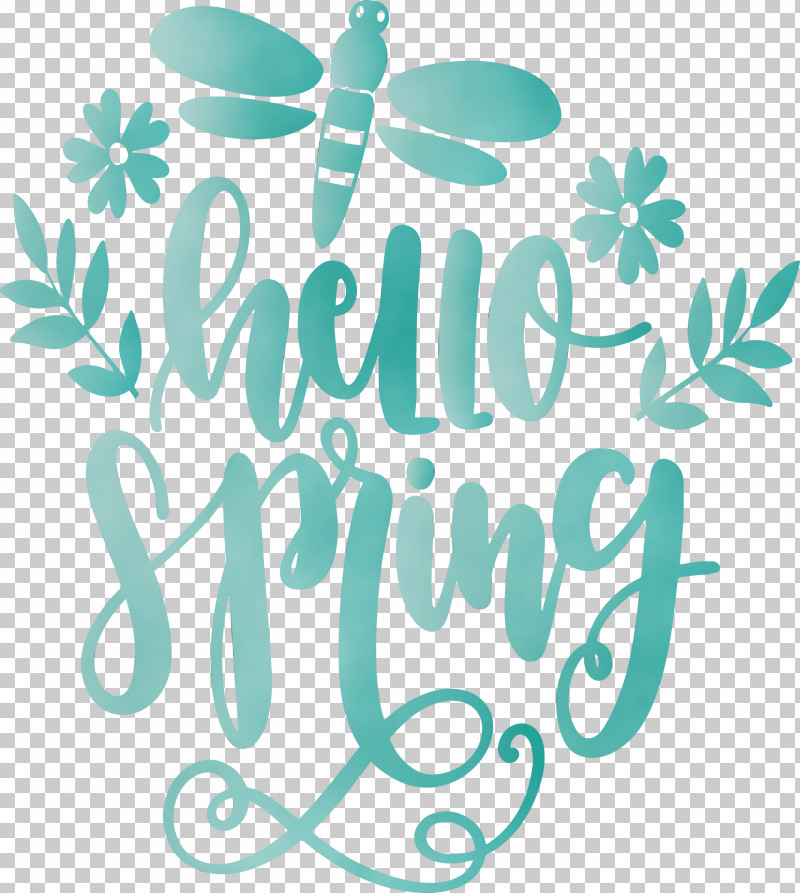 Text Font Turquoise Leaf Calligraphy PNG, Clipart, Calligraphy, Hello Spring, Leaf, Logo, Paint Free PNG Download