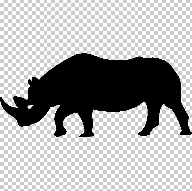 Rhinoceros Silhouette Cat PNG, Clipart, Animals, Black And White, Cat, Cattle Like Mammal, Clip Art Free PNG Download