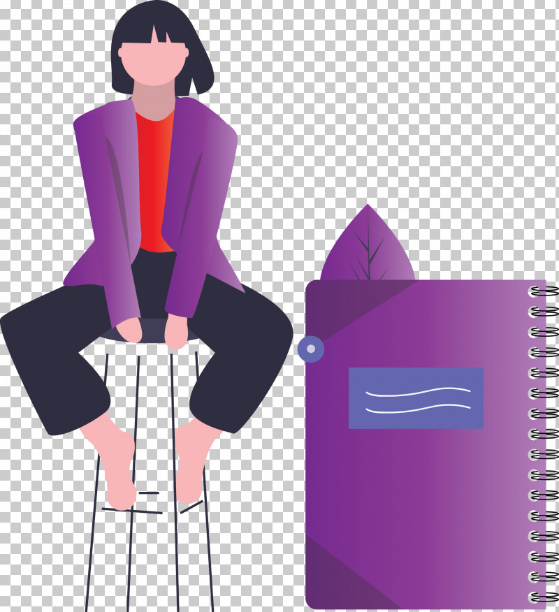 Notebook Girl PNG, Clipart, Cartoon, Girl, Notebook, Purple, Violet Free PNG Download
