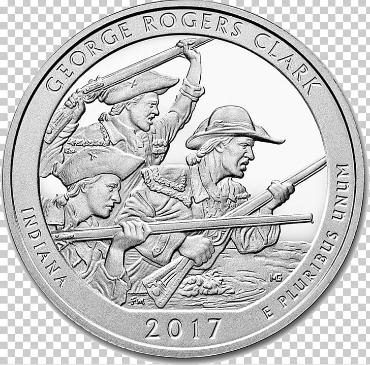 George Rogers Clark National Historical Park Quarter America The Beautiful Silver Bullion Coins United States Mint PNG, Clipart, Black And White, Bullion Coin, Coin, Medal, Money Free PNG Download