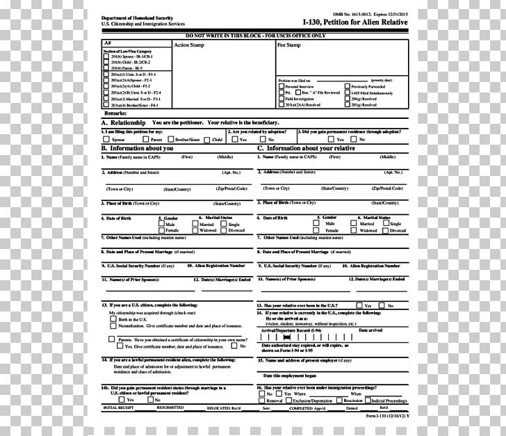 Document White Line Form I-130 PNG, Clipart, Area, Art, Black And White, Document, First Step Immigration Ahmedabad Free PNG Download