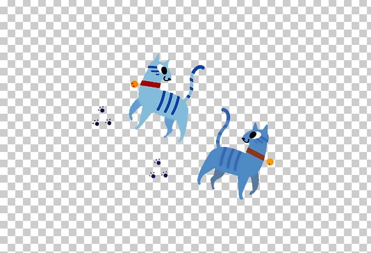 Cat Cartoon Blue PNG, Clipart, Animal, Animal Footprint, Area, Blue, Blue Free PNG Download
