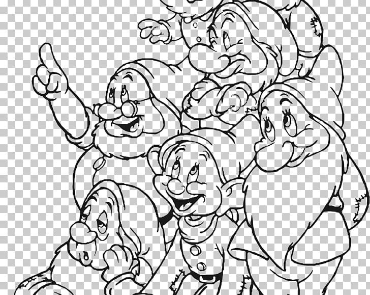 Seven Dwarfs Snow White Queen Dopey PNG, Clipart, Arm, Art, Black, Black And White, Cartoon Free PNG Download