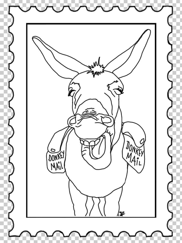 Coloring Book Line Art Donkey Pack Animal PNG, Clipart, Area, Art, Black And White, Book, Character Free PNG Download