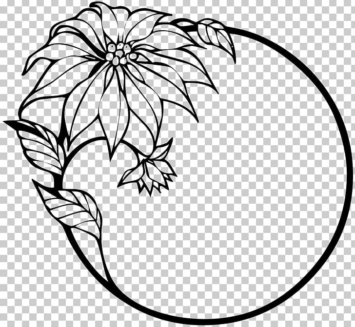 Christmas Poinsettia Santa Claus PNG, Clipart, Artwork, Black And White, Black Flowers, Branch, Christmas Free PNG Download