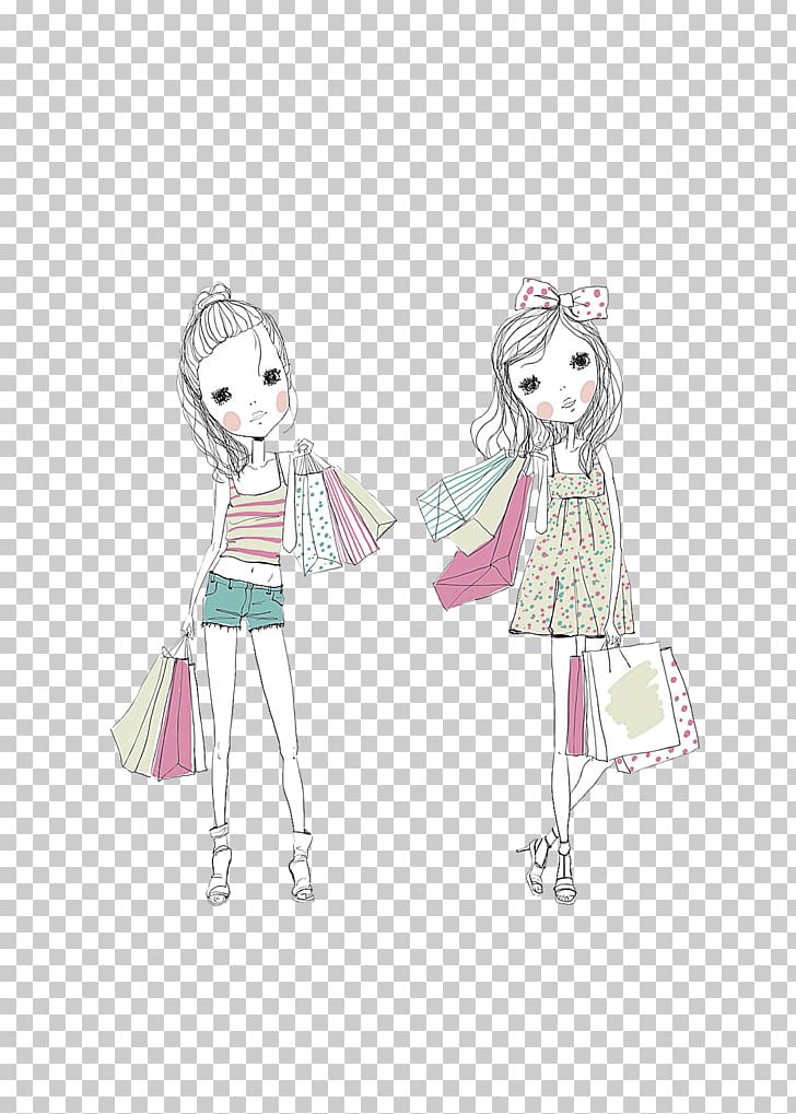Shopping Girl Cartoon Illustration PNG, Clipart, Art, Bag, Child, Clothing, Coffee Shop Free PNG Download