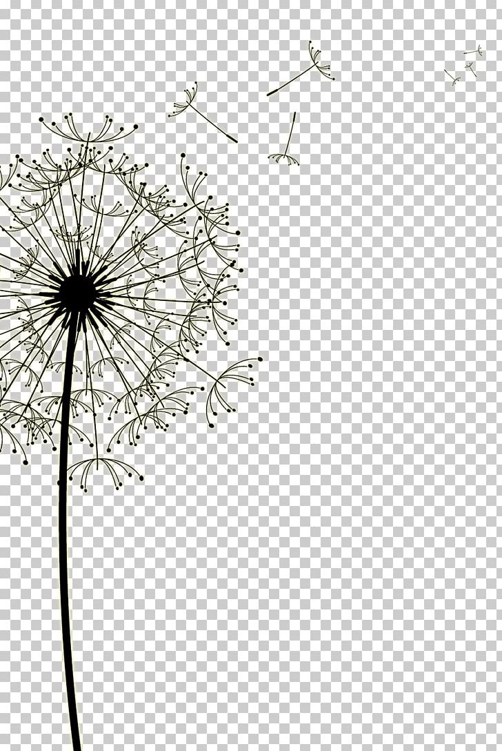 Dandelion Drawing Euclidean PNG, Clipart, Angle, Area, Black And White, Black Dandelion, Branch Free PNG Download