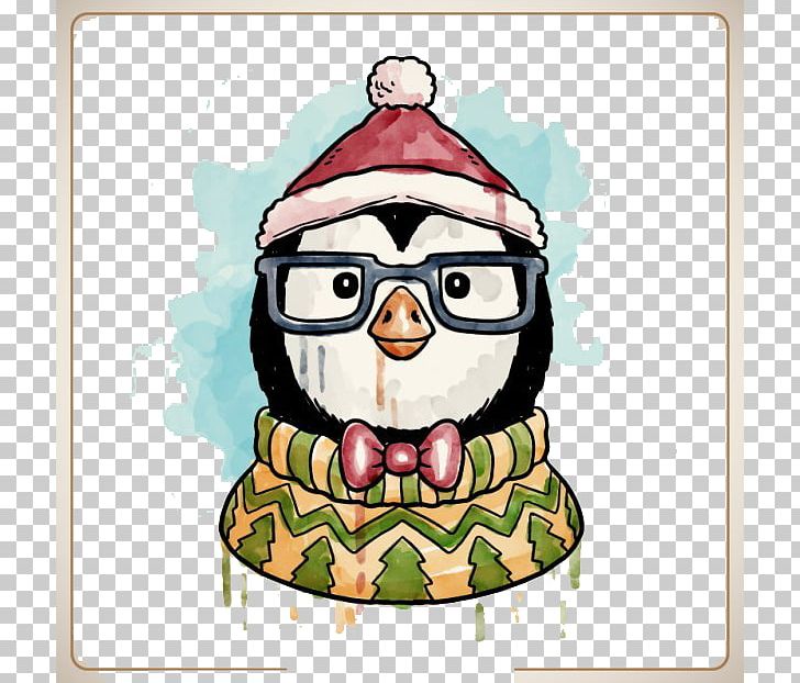 Penguin Christmas Decoration Watercolor Painting PNG, Clipart, Animals, Art, Bird, Canvas, Christmas Free PNG Download
