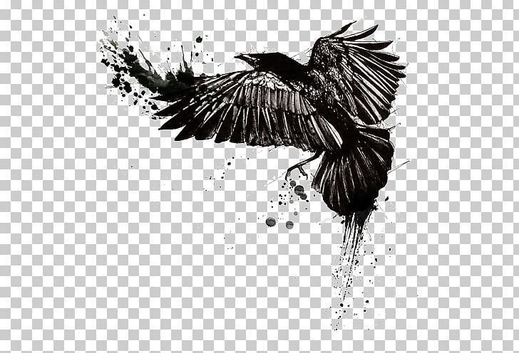Tattoo Ink Sleeve Tattoo Black-and-gray Common Raven PNG, Clipart, Animals, Beak, Bird, Bird Of Prey, Blackandgray Free PNG Download