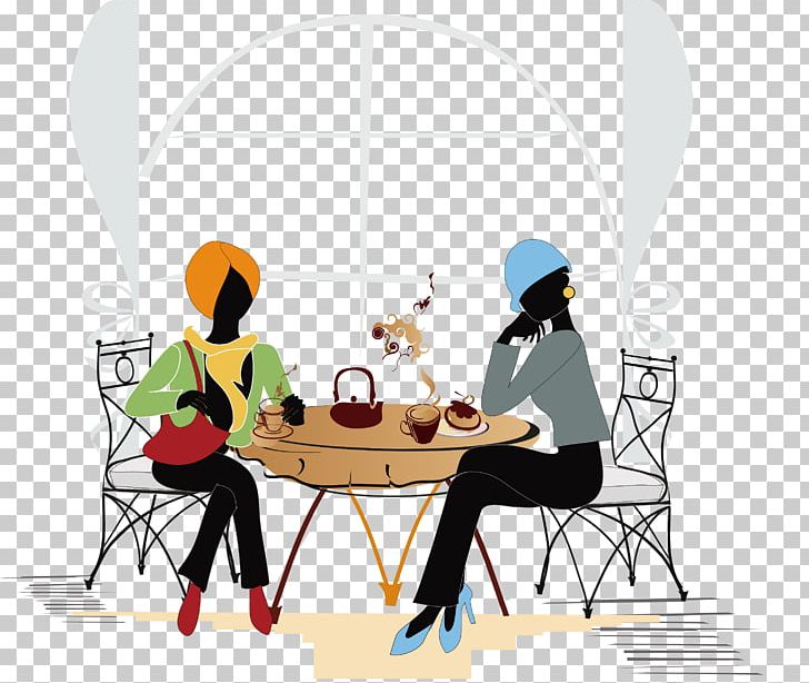 Latte Coffee Cafe PNG, Clipart, Banquet, Cartoon, Conversation, Furniture, Hand Drawn Free PNG Download