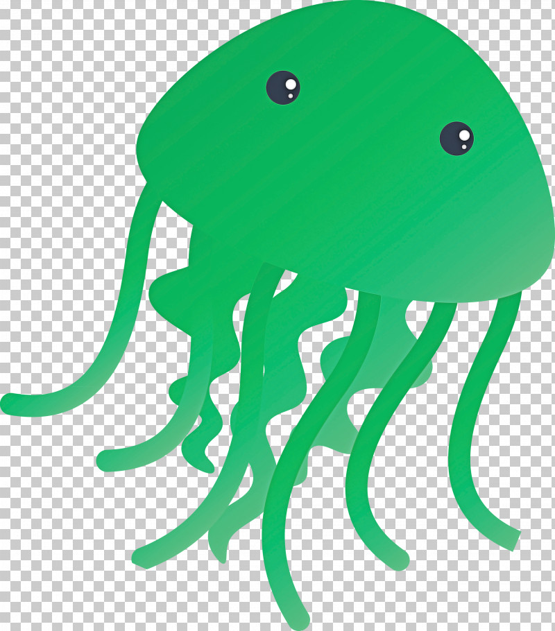 Green Octopus Table Smile Jellyfish PNG, Clipart, Green, Jellyfish, Line Art, Octopus, Smile Free PNG Download