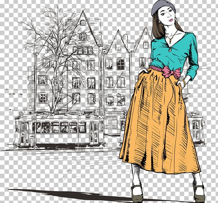 Street Fashion Girl Illustration PNG, Clipart, Cartoon, Cartoon Characters, Clothes Hanger, Dress, Fashion Free PNG Download